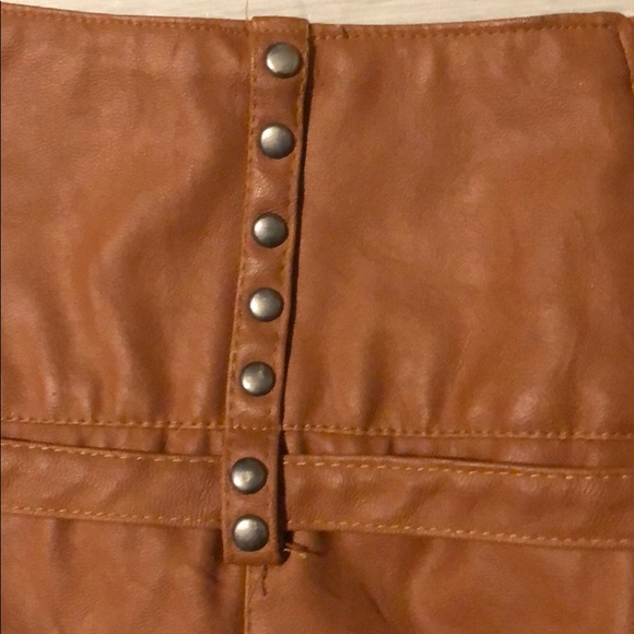 Brown Faux Leather Mini Skirt by Last Kiss Sz S - Picture 3 of 8